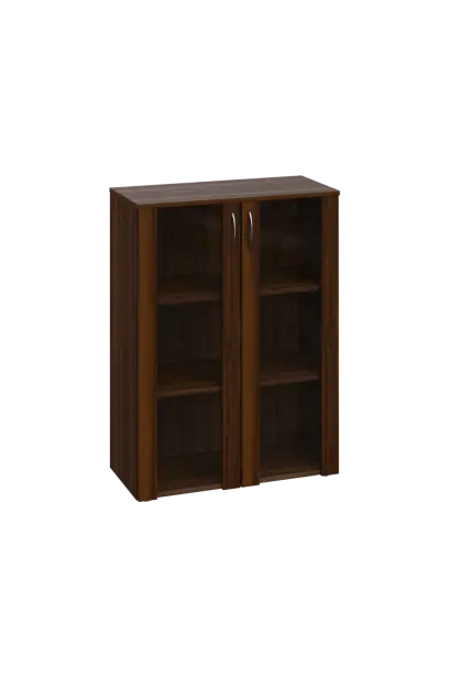 EN 3 - 8S kancelářská skříň, 2-dveřová/prosklená, 1100x800x400, ořech královský